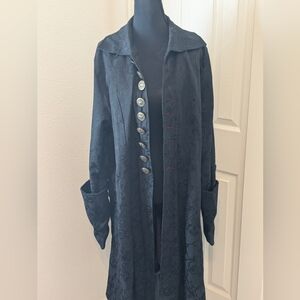 Funhouse Gothic Victorian Long Coat Black Brocade Military Buttons
